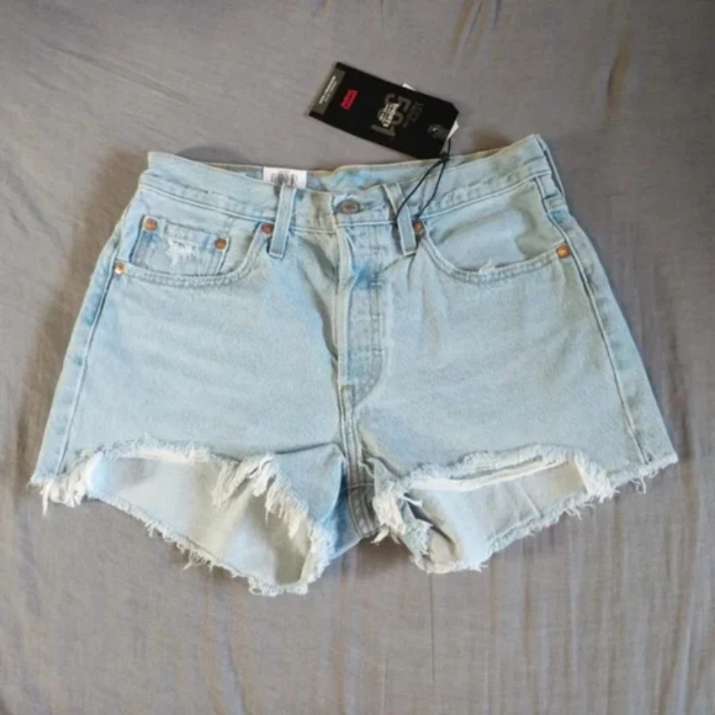 Levi's 501 Denim Shorts High Rise Button Fly Luxor